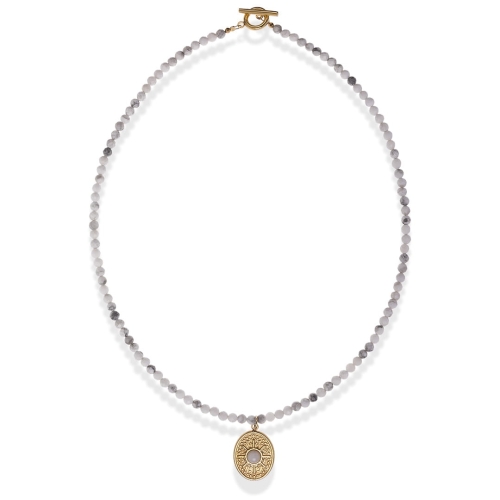 Choker z kamieni naturalnych Only howlit biały z zawieszką