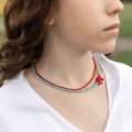 Choker z kamieni naturalnych Crazy turkus niebieski z czerwonym koralem