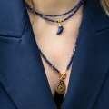 Naszyjnik choker z kamieni naturalnych lapis lazuli z księżycem