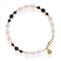 Bransoletka z pereł z czarnym turmalinem