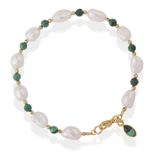 Bransoletka z pereł i malachitów
