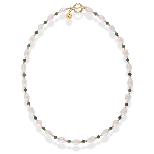 Naszyjnik z pereł i malachitów