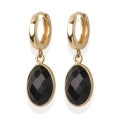 Wiszące pozłacane kolczyki z czarnym kamieniem naturalny agat