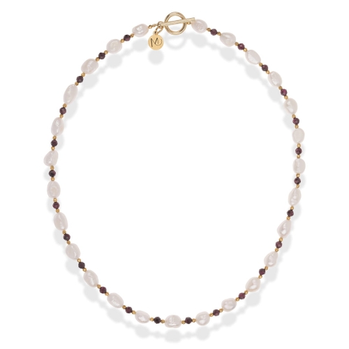 Choker naszyjnik kamienie naturalne perły granaty