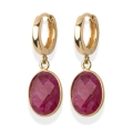 Kolczyki damskie rubiny srebro pozłacane