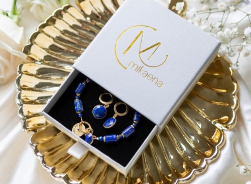 Komplet biżuterii z kamieni naturalnych lapis lazuli