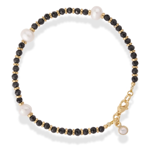 Bransoletka z czarnych kamieni z perłą
