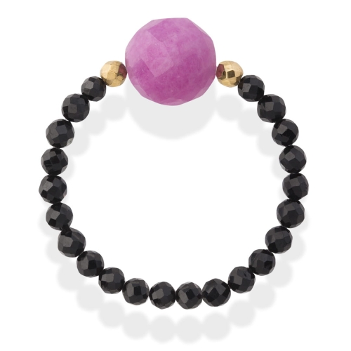 Pierścionek elastyczny z różowym kamieniem