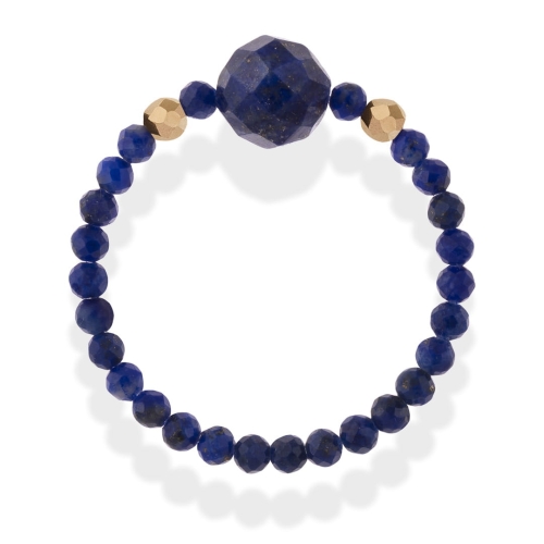 Pierścionek niebieskie koraliki lapis lazuli