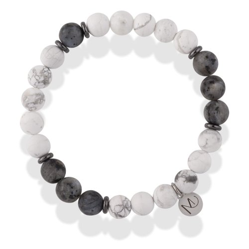 Biała bransoleta kamienie naturalne howlit dla niego