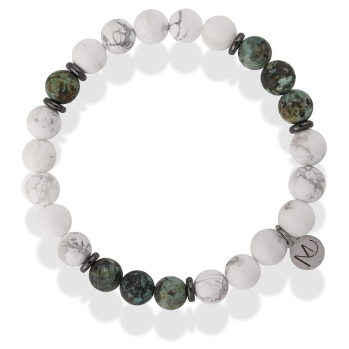 Bransoletka męska kamienie naturalne kulka biała matowa