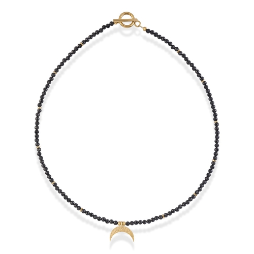 Choker czarny turmalin z księżycem