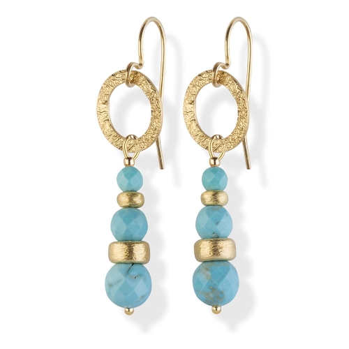 Pozłacane kolczyki wiszące turkus niebieski