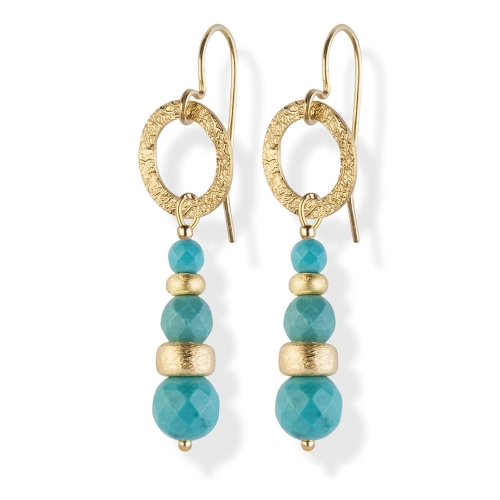 Kolczyki wiszące pozłacane turkus zielony na lato