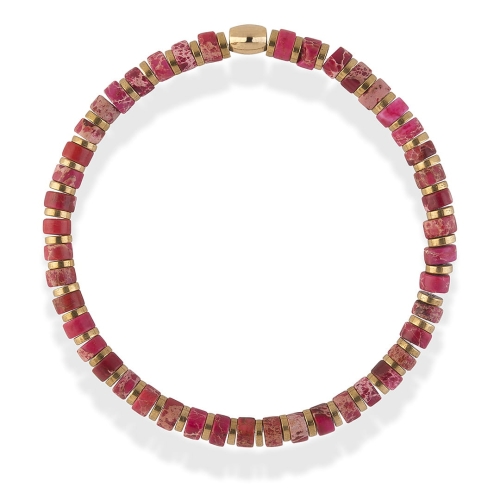 Bransoletka na gumce różowa kamień naturalny na lato