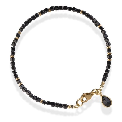 Bransoletka czarna kamień naturalny cienka drobna kostka