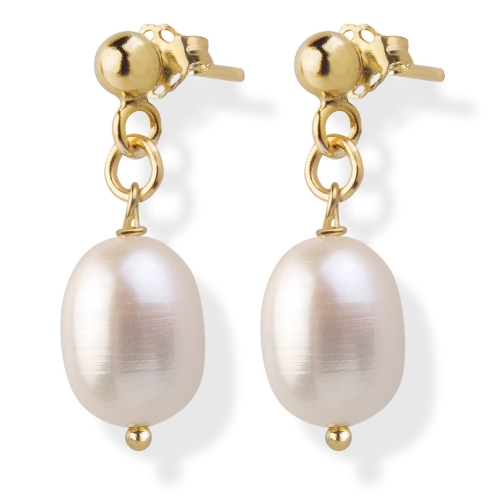 Kolczyki perełki wiszące pozłacane