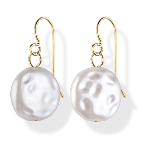 Kolczyki wiszące perły płaskie