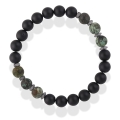 Męska bransoleta czarne kulki agat i turkus afrykański