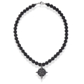 Naszyjnik męski czarne kulki lawa wulkaniczna