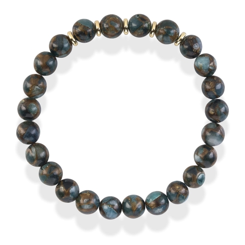 Męska bransoletka z niebiesko-brązowych kulek agat