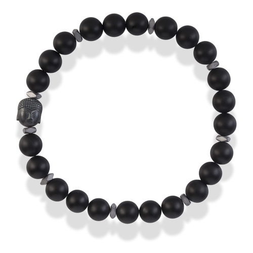 Męska bransoleta Budda czarne kulki