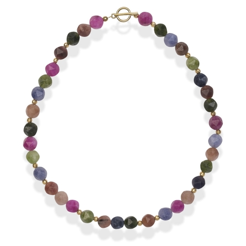 Naszyjnik z dużych kolorowych kamieni turmalinów