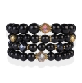 Zestaw czarnych bransoletek na gumce duże kamienie