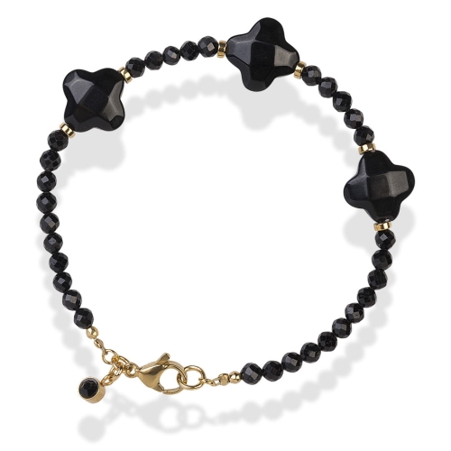 Bransoletka czarny turmalin kamienie naturalne koniczyna