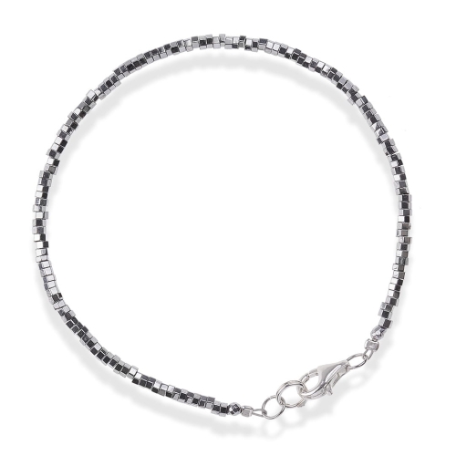 Bransoletka z kamieni naturalnych Only hematyt jasne srebro kostka