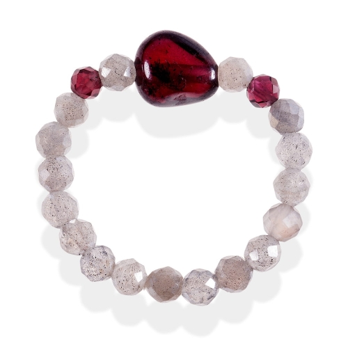 Mikaena Pierścionek Spirit labradoryt z granatem