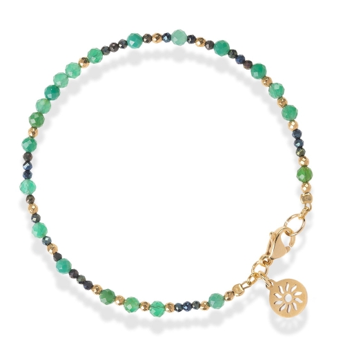 Bransoletka z kamieni naturalnych onyks zielony ze spinelem