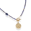 Naszyjnik z kamieni naturalnych Mind lapis lazuli z bryłkami i zawieszką monetą