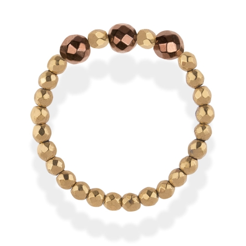 Pierścionek z kamieni naturalnych Glam hematyt złoty z brązem