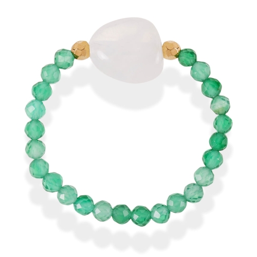 Mikaena pierścionek Calm onyks zielony i bryłka kamień księżycowy