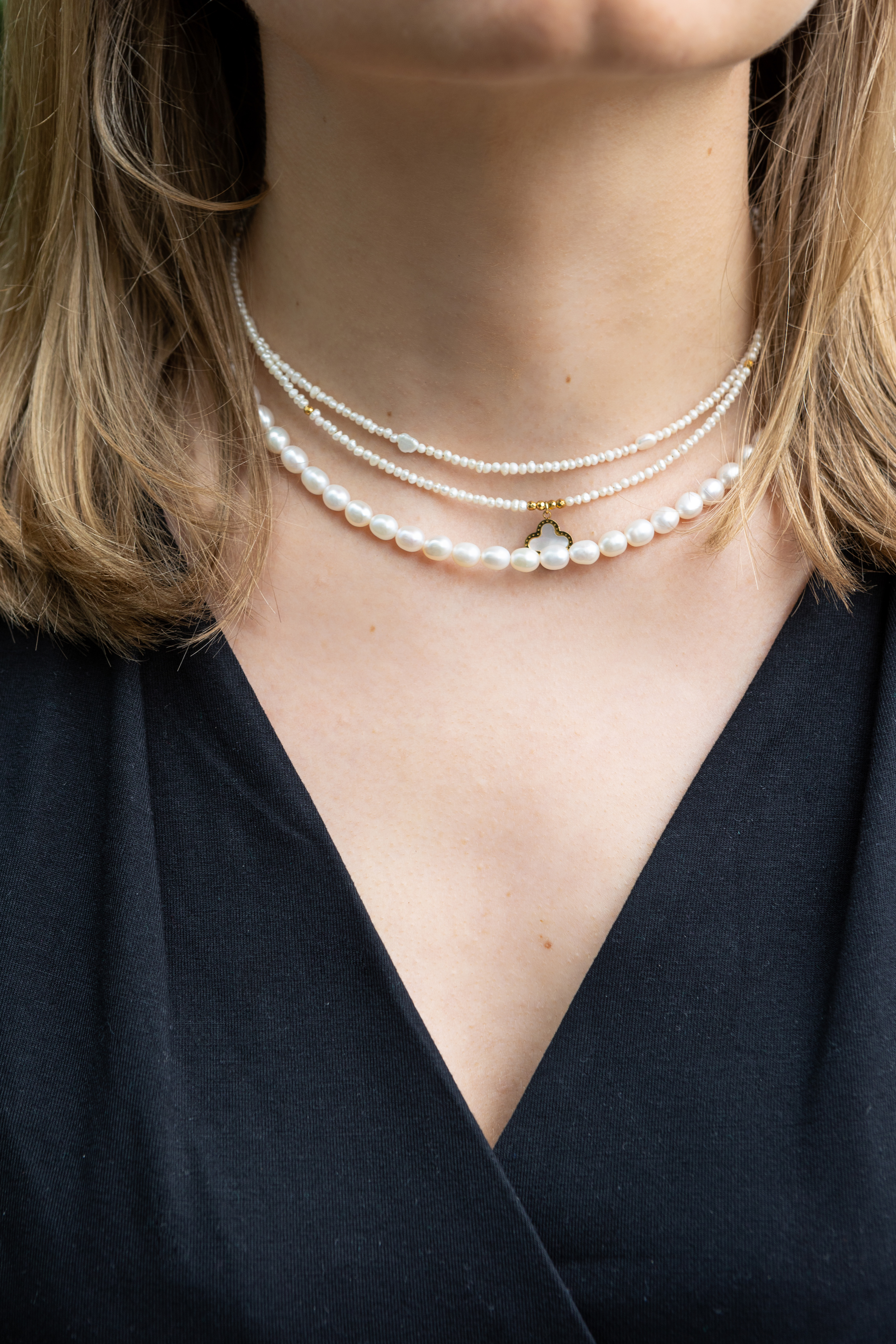 Choker i naszyjnik z pereł - stylizacja