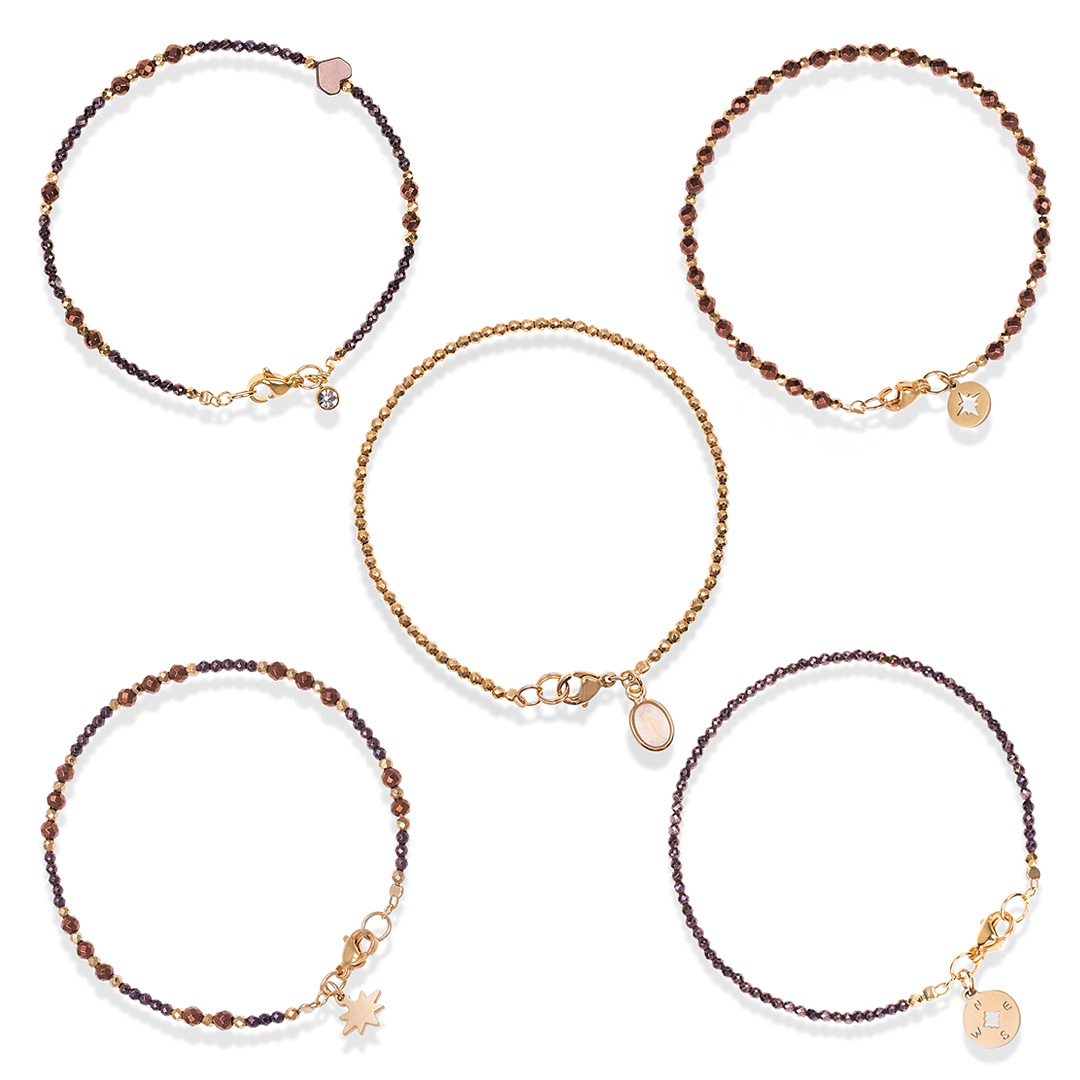 Komplet bransoletek hematyt złoty brązowy