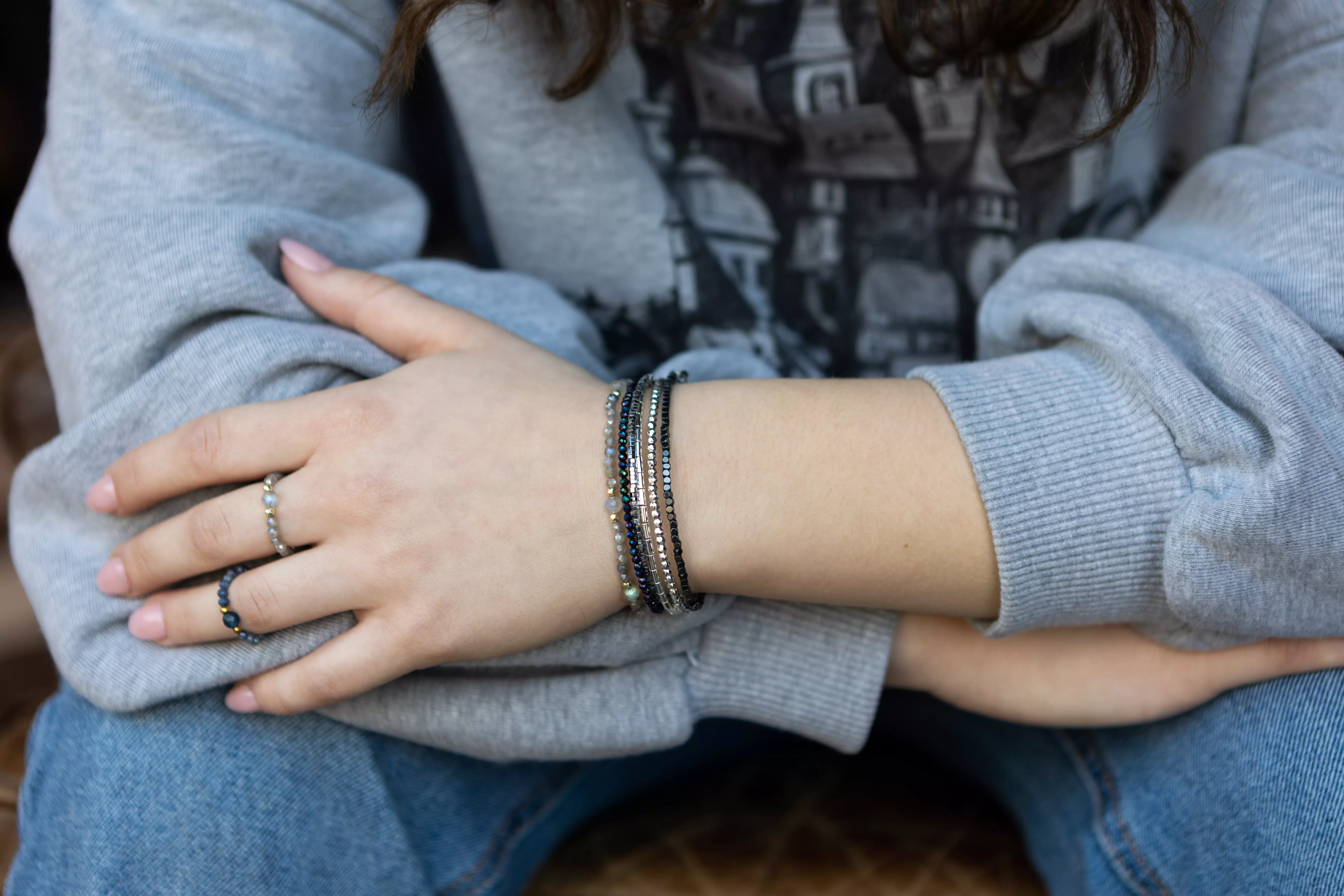 Srebrne bransoletki z hematytem